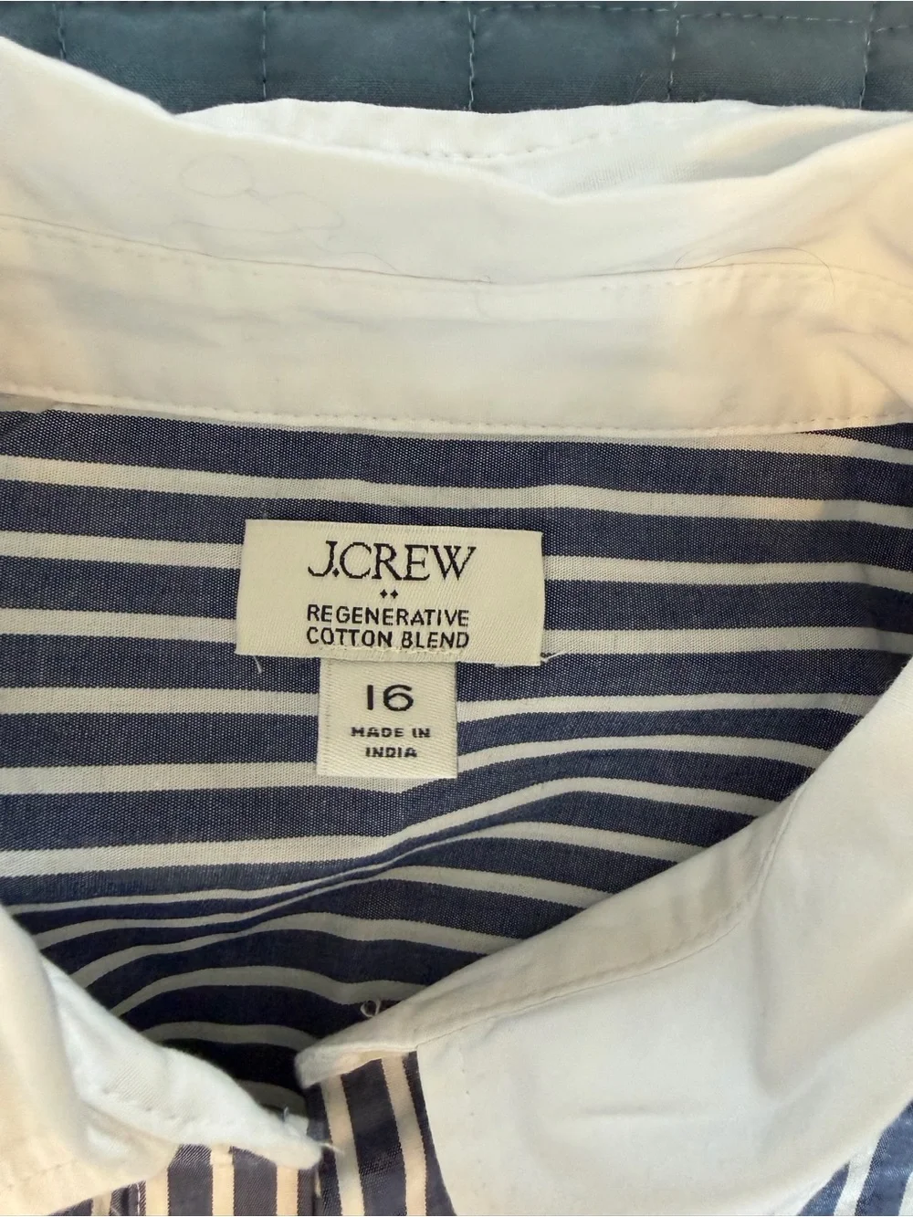Striped J. Crew Navy and White Contrast Collar Long-Sleeve Dress